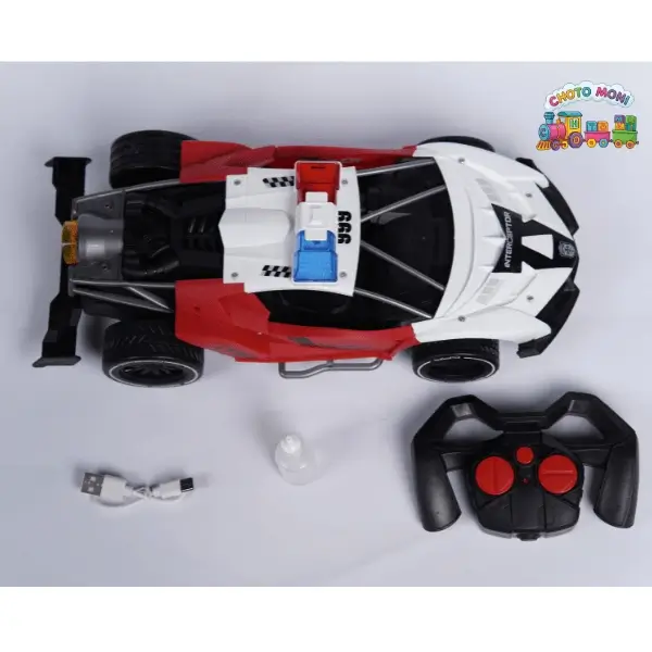 RC Police Smoke Car & Ben 10 360° Stunt Car with Remote Control, LED Lights, Sound Effect & USB Rechargeable Battery